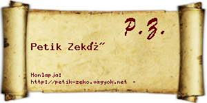 Petik Zekő névjegykártya